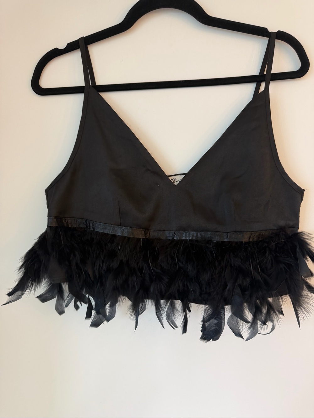 Black Feathered Crop Camisole - Women Intimates & Sleepwear